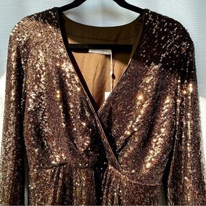 Jonathan Simkhai - Brown Monty Wrap Sequined Mini Dress